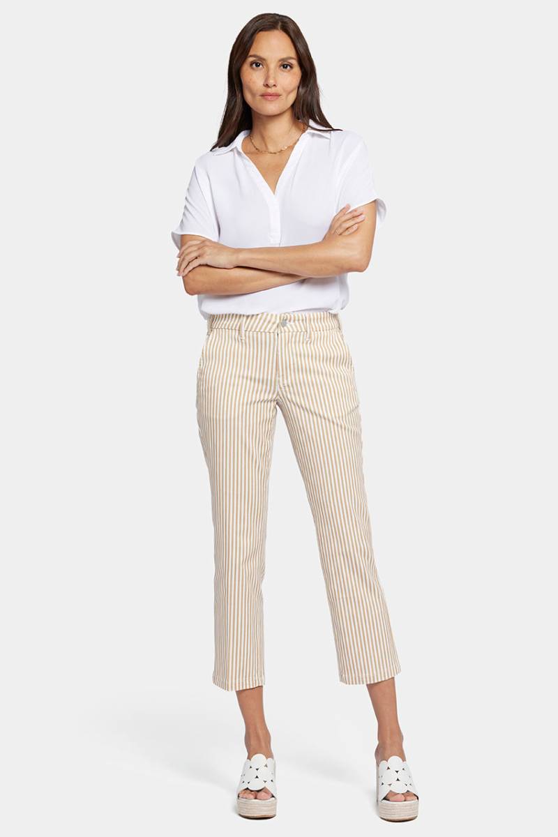 Straight Leg Ankle Trouser Beige Stretch-Twill | Sunbird Stripe von Nydj
