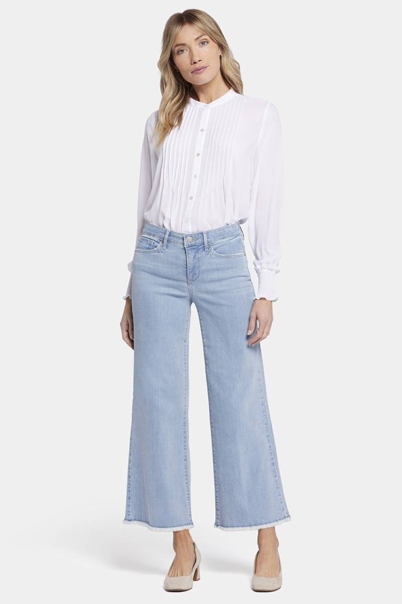 Teresa Wide Leg Ankle Jeans Abgeschnittener Saum Hellblau Premium Denim | Westminster von Nydj