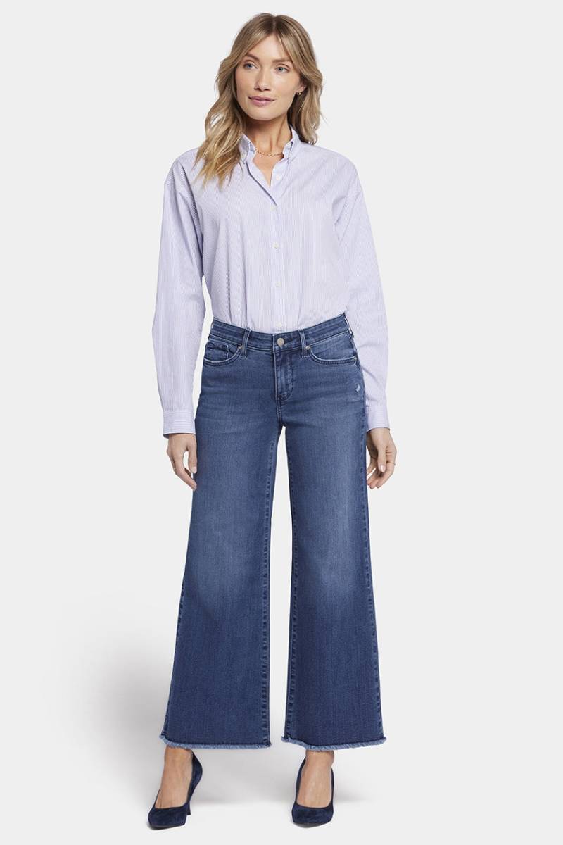 Teresa Wide Leg Ankle Jeans Abgeschnittener Saum Mittelblau Premium Denim | Riverwalk von Nydj