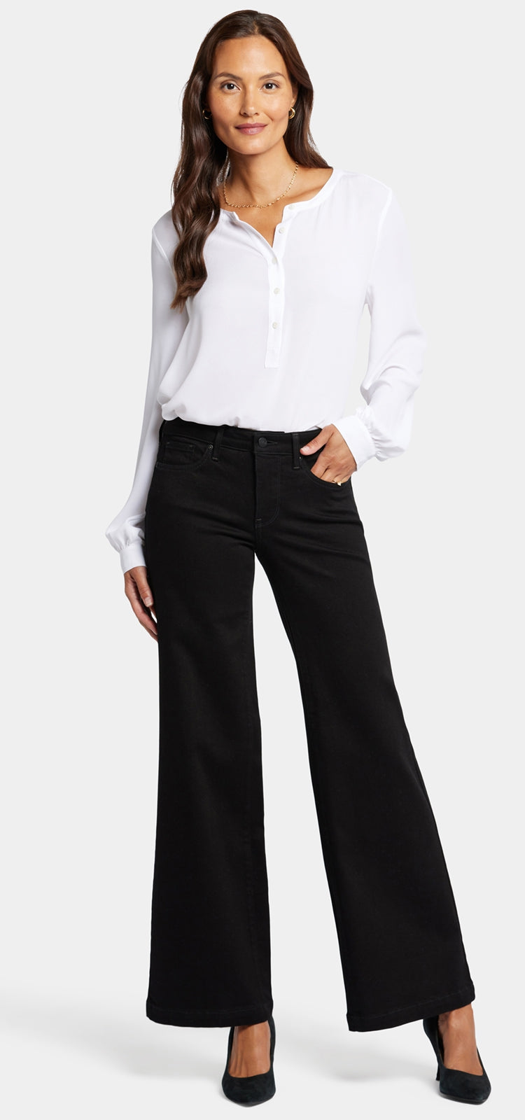 Teresa Wide Leg Jeans Schwarz Premium Denim (Tall) | Black von Nydj
