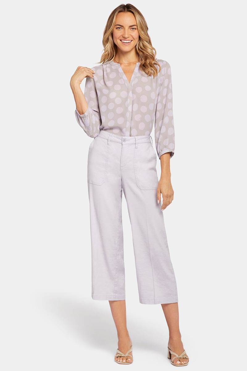 Wide Leg Cropped Capri Trouser Lila Stretch-Leinen | Fairytale von Nydj