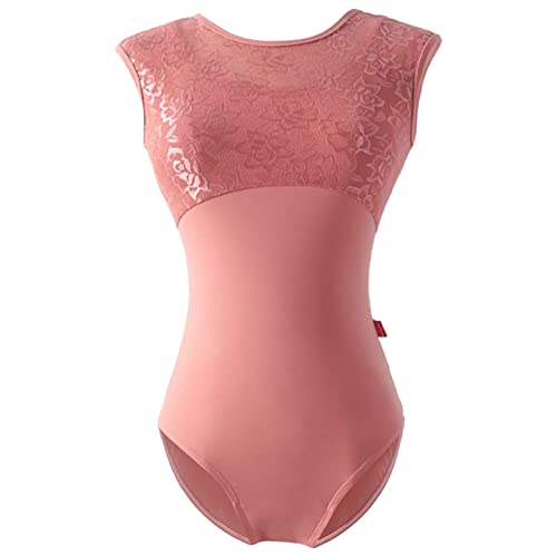 Nyeemya Damen Ballettanzug Spitzen Ballett Trikot Gymnastikanzug Turn Leotards Einteiler Body Stretch Overalls Dancewear Coral XL von Nyeemya