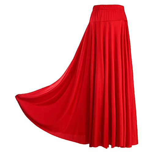 Nyeemya Damen Flamenco Rock Maxi Lang Tanzrock Elastische Taille Tellerrock Basic Einfarbig Unterrock mit Falten Rot L Nyeemya Damen Flamenco Rock Maxi Lang Tanzrock Elastische Taille Tellerrock Basic Einfarbig Unterrock mit Falten Rot L von Nyeemya