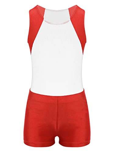 Nyeemya Jungen Turnanzug Ballettanzug Turntrikot Ballett Tanzbody Ärmellose Gymnastikbody + Shorts Wettkampf Tanzbekleidung Weiß 146-152 von Nyeemya