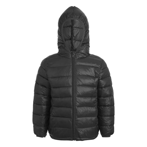 Nyeemya Kinder Mädchen Jungen Daunenjacke Langarm Kapuze Mantel Warmer Kapuzenparka Winterjacke Wintermantel Übergangsjacke Freizeit Outwear Schwarz 158-164 von Nyeemya