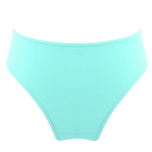 Nyeemya Kinder Mädchen Sommer Badehose Bikini Tankini Slip Low Rise Sport High Cut Unterhosen Schwimmen Bade Pants Swimwear Hellblaugrün 134-140 von Nyeemya