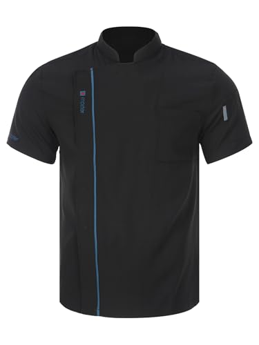 Nyeemya Kochjacke Unisex Damen Kochjacke Herren Kurzarm Kochhemd Kurzarm Kochkleidung Restaurant Küchen Hemd Schwarz M von Nyeemya