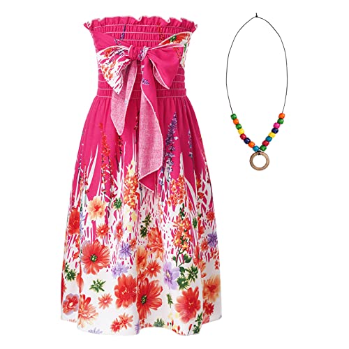 Nyeemya Mädchen Boho Kleider Schulterfrei Sommer Trägerlos Tube Kleid Strandkleider Elastisches Oberteil Faltenrock Beachwear Typ M 140-146 von Nyeemya