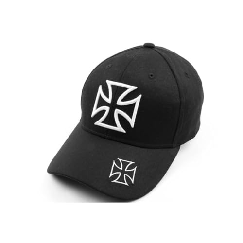 Nyls Création Cap Malteserkreuz, Schwarz und Weiß, Biker Baseball – Größe: Einheitsgröße – Farbe: Schwarz – Unisex, Schwarz , Einheitsgröße von Nyls Création