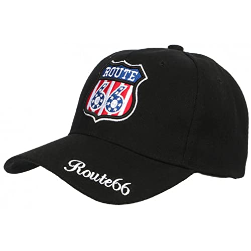 Nyls Création Basecap Route 66 schwarz Stickerei rot Baseball Biker – Herren, Schwarz , Einheitsgröße von Nyls Création