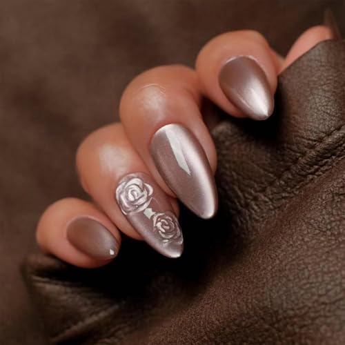 24 Stück Rosen Press On Nägel Mittlere Länge Glänzend Acryl Künstliche Nägel Für Frauen Mädchen - Kunstnägel zum Aufkleben Almond Design - Nägel zum Aufkleben 24 Stück Rosen Press On Nägel Mittlere Länge Glänzend Acryl Künstliche Nägel Für Frauen Mädchen - Kunstnägel zum Aufkleben Almond Design - Nägel zum Aufkleben von Nymora
