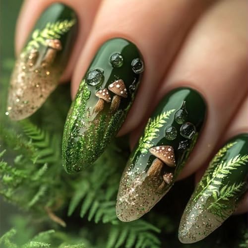Nymora 24 Stück Handgemachte Press on Nägel | Weihnachtsnägel zum Aufkleben mit Design Mandelförmige Nägel mit Pilz Jelly Gel Trage-Set Für Damen und Mädchen Nymora 24 Stück Handgemachte Press on Nägel | Weihnachtsnägel zum Aufkleben mit Design Mandelförmige Nägel mit Pilz Jelly Gel Trage-Set Für Damen und Mädchen von Nymora