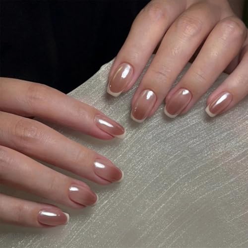Nymora 24 Stück Nude Ombre French Press on Nails, Press on Nails Kurz French Glänzend Quadratisch, Künstliche Nägel mit Klebegel Set für Frauen Mädchen Nymora 24 Stück Nude Ombre French Press on Nails, Press on Nails Kurz French Glänzend Quadratisch, Künstliche Nägel mit Klebegel Set für Frauen Mädchen von Nymora