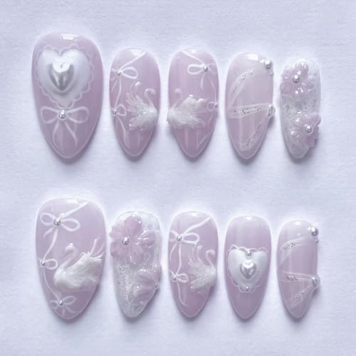 Nymora 24 Stück Press On Nägel Mandelform in Rosa, Fake Nails mit zartem Blumen-Design, Künstliche Fingernägel zum Aufkleben für Frauen und Mädchen Nymora 24 Stück Press On Nägel Mandelform in Rosa, Fake Nails mit zartem Blumen-Design, Künstliche Fingernägel zum Aufkleben für Frauen und Mädchen von Nymora