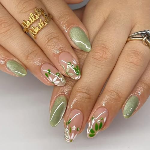 Nymora 24 Stück Press on Nägel Set Mittel Almond Falsche Nägel Grüner Ombré Künstliche Nägel zum Aufkleben Frauen Mädchen Nymora 24 Stück Press on Nägel Set Mittel Almond Falsche Nägel Grüner Ombré Künstliche Nägel zum Aufkleben Frauen Mädchen von Nymora