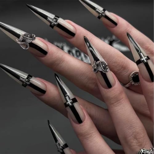 Nymora 24 Stück Press on Nails Lang Mandel Nägel zum Aufkleben Goth Schwarz Y2K Gothic Schmetterling Fake Nägel Jelly-Gel-Trage-Set, für Frauen Mädchen Nymora 24 Stück Press on Nails Lang Mandel Nägel zum Aufkleben Goth Schwarz Y2K Gothic Schmetterling Fake Nägel Jelly-Gel-Trage-Set, für Frauen Mädchen von Nymora