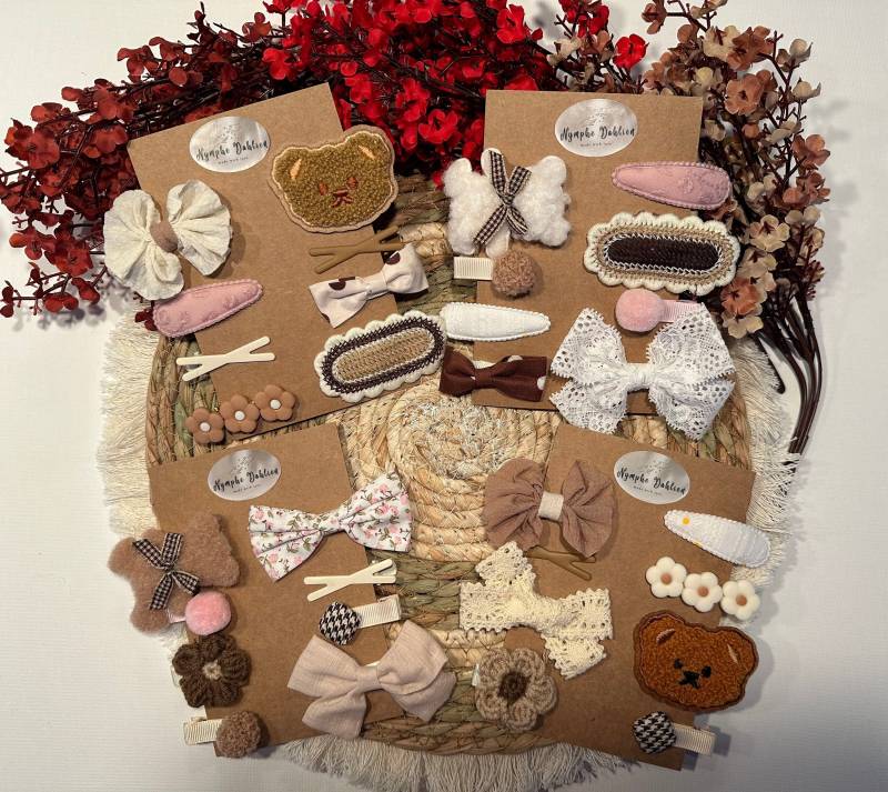 8Er Set Baby Kinder Mädchen Frauen Haarspange Mit Verschiedenen Süßen Muster Haarclip Stoffclip Floral Vintage Bow Knot Clips Haarspangen von NympheDahlien