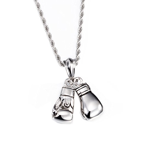Nynelsong Herren Anhänger vergoldet 18 Karat/Silber Boxhandschuhe Halskette, Edelstahl, Titan, Ohne Stein von Nynelsong