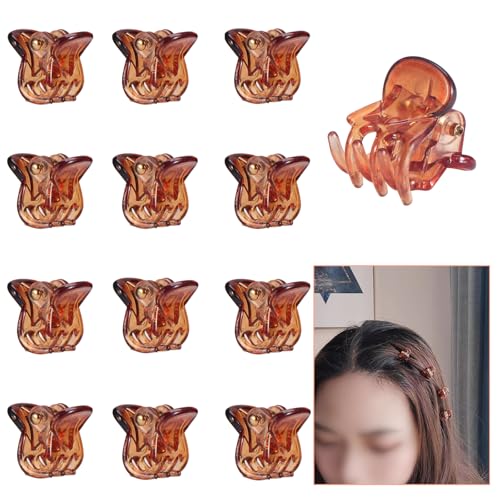 Nynkyon 12 Stück Haarklammer Klein, Acryl Mini Haarklammern, Champagner Farbe Klein Haarspangen, Haarspangen für Damen Dünnes Haar, Rutschfest Kleine Damen Haarschmuck für Mädchen und Frauen von Nynkyon