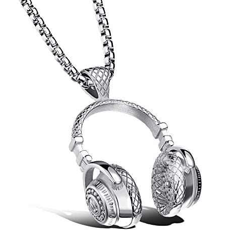 NYTA Herren Halskette Edelstahl mit DJ Musik Kopfhörer Anhänger Gold Schwarz Silber 60 cm NYTA Herren Halskette Edelstahl mit DJ Musik Kopfhörer Anhänger Gold Schwarz Silber 60 cm von Nyta