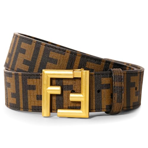 Buchstabe F Ledergürtel Damen Braun,CC Herren-Gürtel,Stretchgürtel,Geschenke für Frauen und Männer,Korsett,Hochwertiger,Taillengürtel,Elastischer Ohne Schnalle Edergürtel Leder,110CM,Gold Square von Nyunyuma