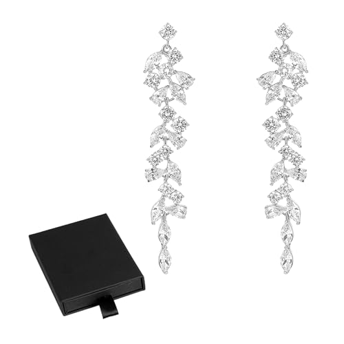 1 Paar Ohrringe, Diamantohrringe für Frauen, Ohrringe für Frauen, Ohrringe funkelnd, Ohrringe mit Strasss Quasten, Hochzeit Kristall Strass Brautanhänger Ohrringe (Silber) von NyxSeat