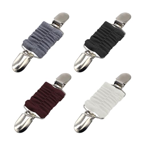 4 Stück Strickjacken-Clips, Pullover-Clips, Schal- Und Schal-Clips, Anti-Belichtungs-Schnallen, Geeignet Für Hemden, Pullover, Schals (Schwarz + Grau + Weiß + Burgunderrot) (11,5 X 3,1 Cm) von NyxSeat