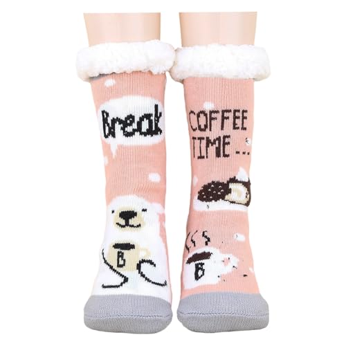 NyxSeat 1 Paar rosa Eisbärensocken, warme Wintersocken, Hausschuhe für den Innenbereich, flauschige Damensocken, ein tolles Geschenk für Familie oder Freunde. von NyxSeat