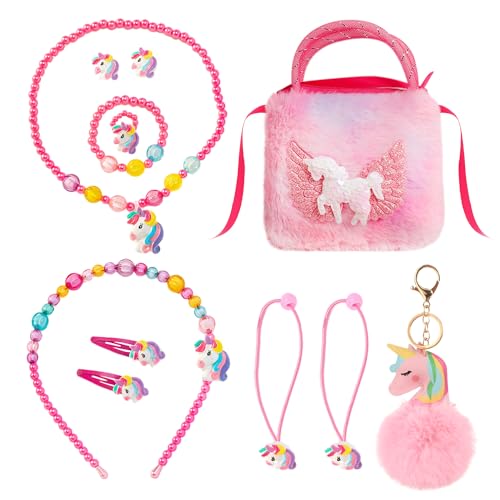 NyxSeat 12 Stück Regenbogen-pferd-schmuck, Mädchen-haar-accessoires-geschenkset, Kinder-umhängetasche, Kinder-schmuck-accessoires, Regenbogen-pferd-anhänger von NyxSeat