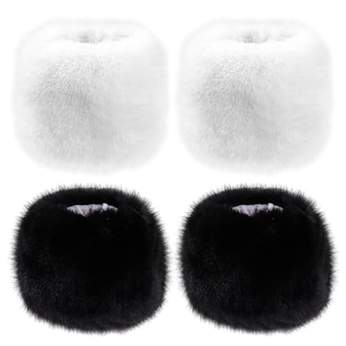 NyxSeat 2 Paar Ärmel, Flauschige Warme Handschuhe, Pelzhandschuhe, Winter-handgelenkmanschetten, Damenhandschuhe, Warme Handschlaufen, Verdickte Handgelenkschützer von NyxSeat