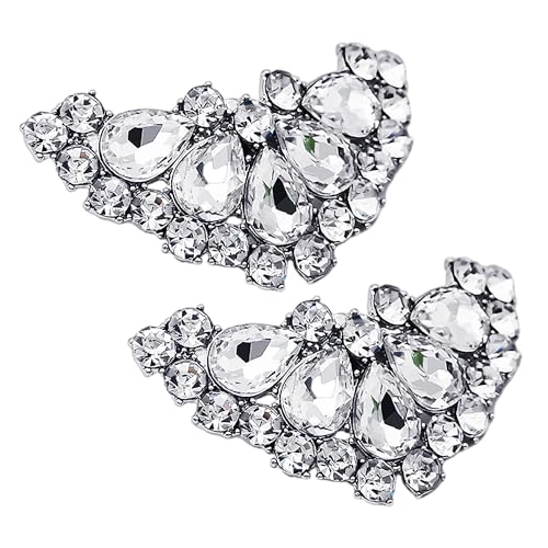 NyxSeat 2 Schuhschnallen Mit Strasssteinen, Silberne Schuhschnalle Mit Strasssteinen Und Schmuckzubehör, Abnehmbare Schuhschnalle Mit Metallschnalle, Geeignet Für Frauen, Hochzeiten, Partys Usw. von NyxSeat