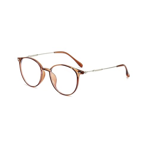 Modische Blaulichtfilter Kurzsichtige Brille für Damen Herren Leichte TR90 Metall Kombination Fernbrille Myopie Computer mit ovalem (Braun, -2.75, Dioptrien) von Nyxphy