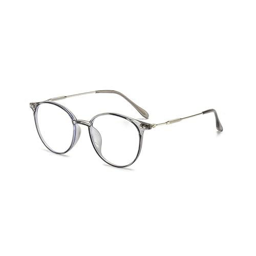 Modische Blaulichtfilter Kurzsichtige Brille für Damen Herren Leichte TR90 Metall Kombination Fernbrille Myopie Computer mit ovalem (Grau, -1.00, Dioptrien) von Nyxphy