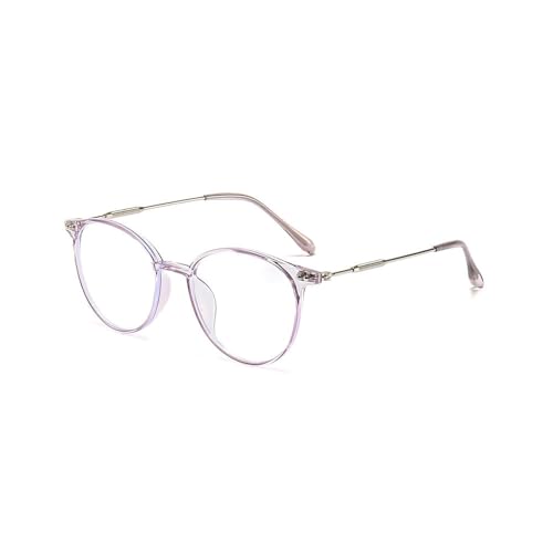 Modische Blaulichtfilter Kurzsichtige Brille für Damen Herren Leichte TR90 Metall Kombination Fernbrille Myopie Computer mit ovalem (Helllila, -1.00, Dioptrien) von Nyxphy
