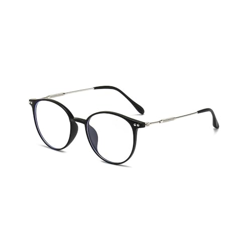 Modische Blaulichtfilter Kurzsichtige Brille für Damen Herren Leichte TR90 Metall Kombination Fernbrille Myopie Computer mit ovalem (Schwarz, -3.00, Dioptrien) von Nyxphy