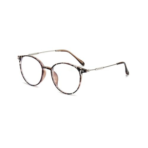 Modische Blaulichtfilter Kurzsichtige Brille für Damen Herren Leichte TR90 Metall Kombination Fernbrille Myopie Computer mit ovalem (Schwarz marmoriert, -1.75, Dioptrien) von Nyxphy