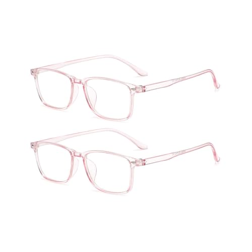 Nyxphy 2 Paar Kurzsichtige Fernbrillen mit Blaulichtfilter – Distanz Brille Leichte Myopie-Brillen für Frauen/Männer (Rosa, 4.50, Dioptrien) von Nyxphy