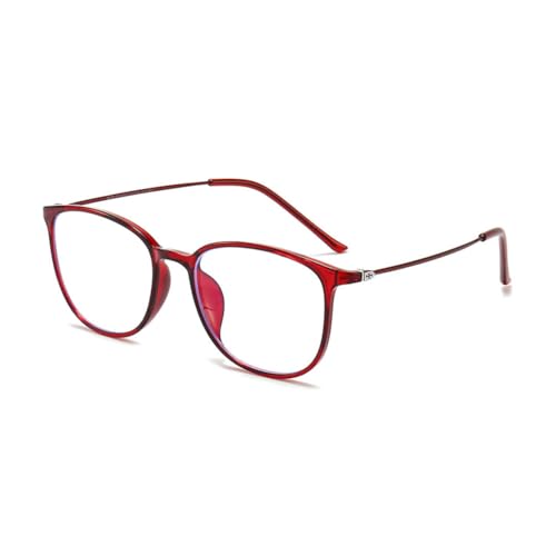 Nyxphy Blaulichtfilter Brille für Kurzsichtigkeit mit Entspiegelung - Leichte Ovale Kurzsichtige Sehhilfe für Damen und Herren (Rot, 4, Dioptrien) von Nyxphy