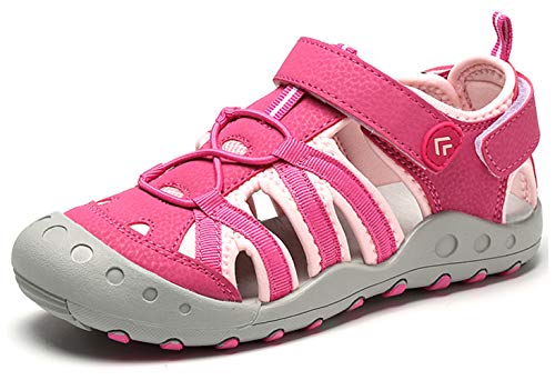 Geschlossen Sandalen Mädchen Trekking Leder Outdoor Sandale Klettverschluss Kinder Schuhe Sommer Pink gr.31 von Nzcm