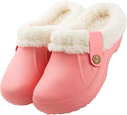 Acfoda Winter Pantoffeln Damen Warm Gefüttert Hausschuhe Frauen Geschlossen EVA Clogs Mädchen Leicht Weich Garten Schuhe Kinder Kuschel Lined Slippers Rosa Gr.37/38 von Acfoda