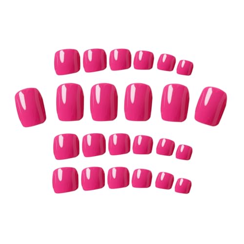 Nzexlyva 24 Stück matte Hot Pink Nägel zum Aufdrücken auf Zehennägel, kurz, quadratisch, einfarbig, für Zehennägel, Salon-Qualität, Gel-Zehennägel, Acryl zur Dekoration, Zehendrücker für Damen von Nzexlyva