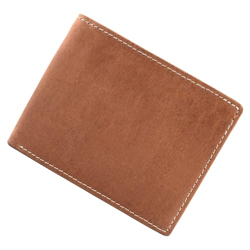 O'Hare Bags Geldbörse aus echtem Leder für Herren, RFID-Blockierung, Rindsleder, pflanzlich gegerbt, schlank, extra Kapazität, extra starke Nähte,, Vintage Brown, 3.5" x 4.3", Faltbare Brieftasche von O'Hare Bags