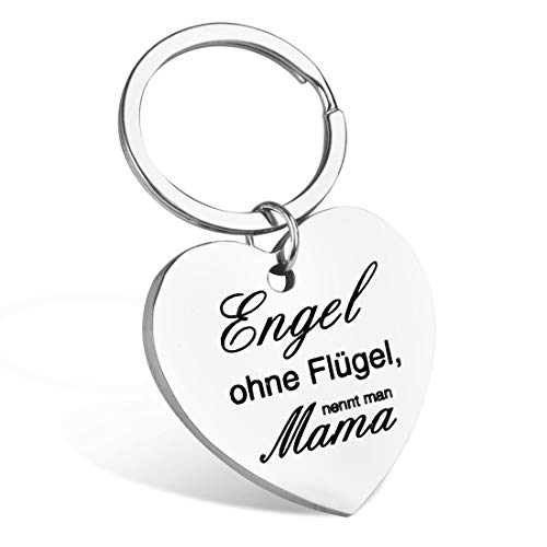 O-Kinee Schlüsselanhänger Herz mit Gravur - Engel ohne Flügel, nennt man Mama - Muttertagsgeschenke für Mama, Geschenk für Mutter zum Geburtstag von O-Kinee