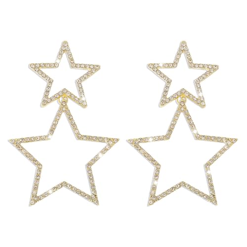 Große Goldene Stern Ohrringe für Damen und Mädchen - Hypoallergen Strass Ohrstecker für Weihnachten von O-Kinee