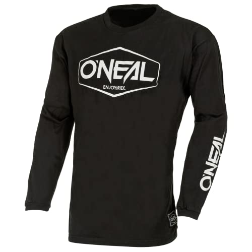 O'NEAL Element Youth Cotton Jersey Hexx V.22 I MX Shirt, Enduro Shirt I Kinder Sportshirt Jungen Langarm I Ergonomisch, atmungsaktiv I Gepolsteter Ellbogenschutz | Schwarz Weiß | Größe M von O'NEAL