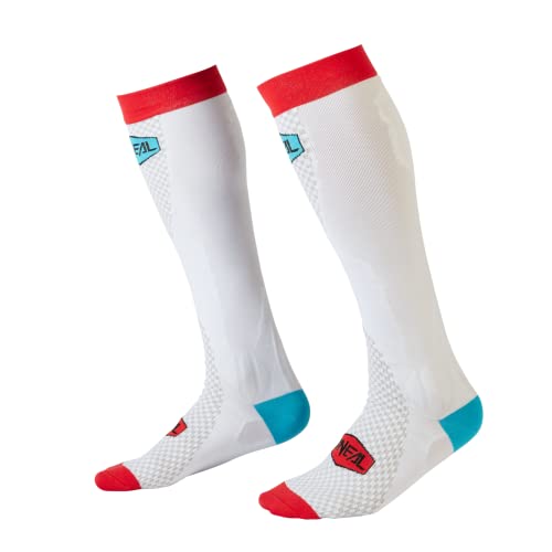 O'NEAL | Motocross Motorrad Socken | MX DH FR | Schweißabsorbierend, enger Sitz, minimiert Muskelvibrationen für längere Energie | MX Performance Sock Minus V.22 | Unisex | Blau Rot Weiß | OS von O'NEAL