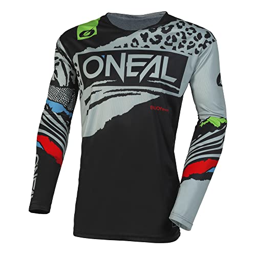 O'NEAL | Motocross-Shirt Langarm | MX Enduro DH FR Downhill Freeride | Athletische Passform, Schnell trocknend, Bündchenlose Ärmel | Mayhem Youth Jersey HEXX V.23 | Kinder | Schwarz Grau | Größe S von O'NEAL