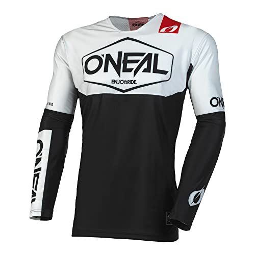 O'NEAL | Motocross-Shirt Langarm | MX Enduro DH FR Downhill Freeride | Athletische Passform, Schnell trocknend, Bündchenlose Ärmel | Mayhem Youth Jersey HEXX V.23 | Kinder | Schwarz Weiß | Größe M von O'NEAL