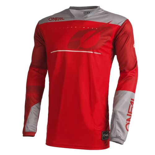 O'NEAL | Motocross-Shirt Langarm | MX MTB Mountainbike | Leichte Materialien, Lasergeschnittene Belüftungslöcher, Ergonomischer Schnitt | Hardwear Jersey Haze V.22 | Erwachsene | Rot Grau | XL von O'NEAL