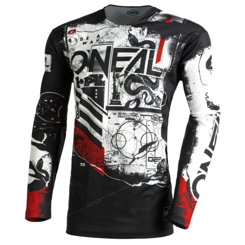 O'NEAL | Motocross-Shirt Langarm | MX MTB Mountainbike | Leichtes Material, ergonomischer Slim Fit Schnitt für perfekte Passform | Mayhem Jersey Scarz V.22 | Erwachsene | Schwarz Weiß Rot | Größe S von O'NEAL
